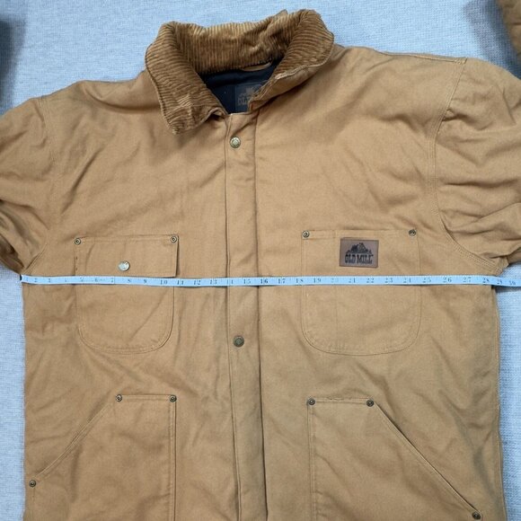 Old Mill Mens Brown Insulated Coat Canvas Jacket Snap Zip Fleece Lined Size XL - Picture 11 of 14